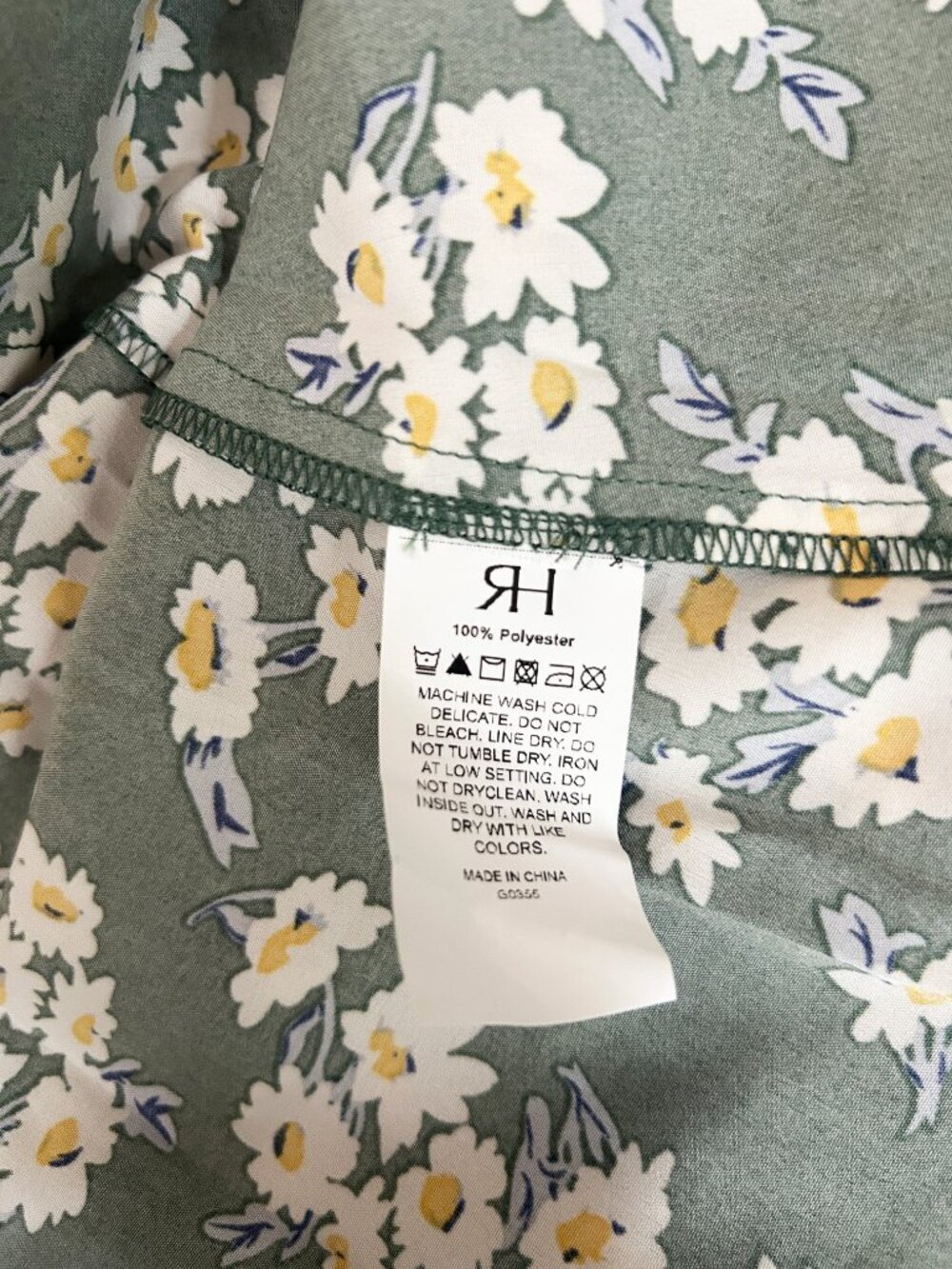 RIHOAS Green White Daisy Floral Midi Cottagecore Midi Dress Short Sleeve Size S - Picture 8 of 8